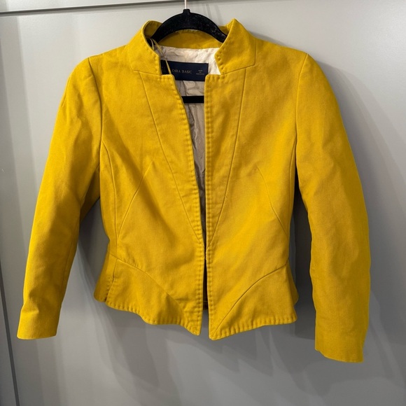 Zara Blazer Mustard Yellow Structered Blazer Size Small - Picture 3 of 8
